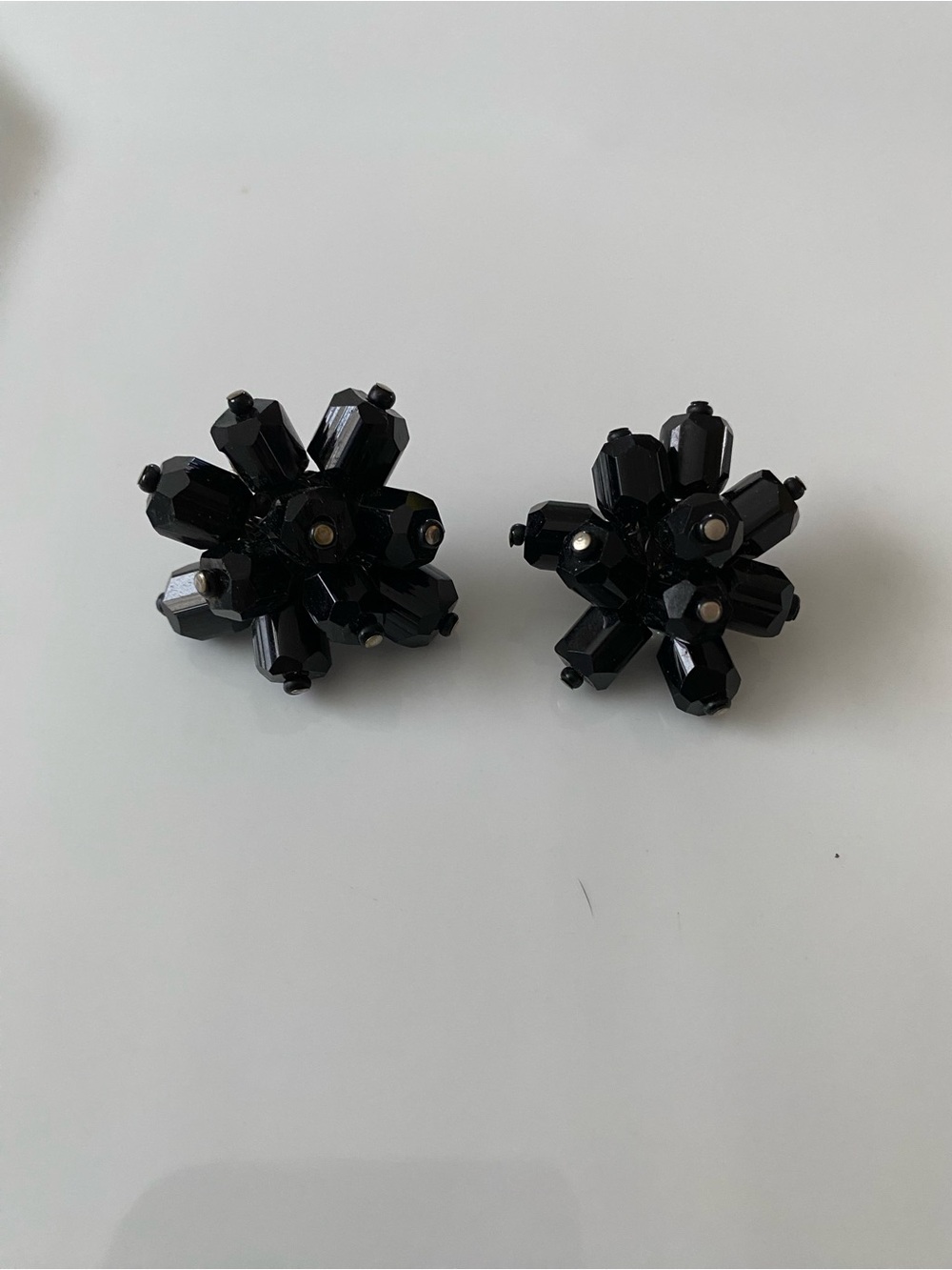 Black Floral Cluster Clip-On Earrings